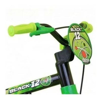 Bicicleta infantil Nathor Black 12 freios tambor cor preto/verde com rodas de treinamento