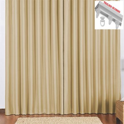 Cortina 2 Mts Sala Quarto Escritório Blackout Original para Trilho Suisso - Avelã