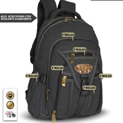 Mochila Lona Grande Ferramenta Esporte Kvn Ja9606 Preto