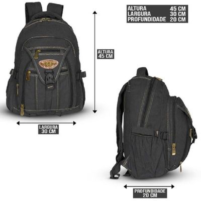 Mochila Lona Grande Ferramenta Esporte Kvn Ja9606 Preto