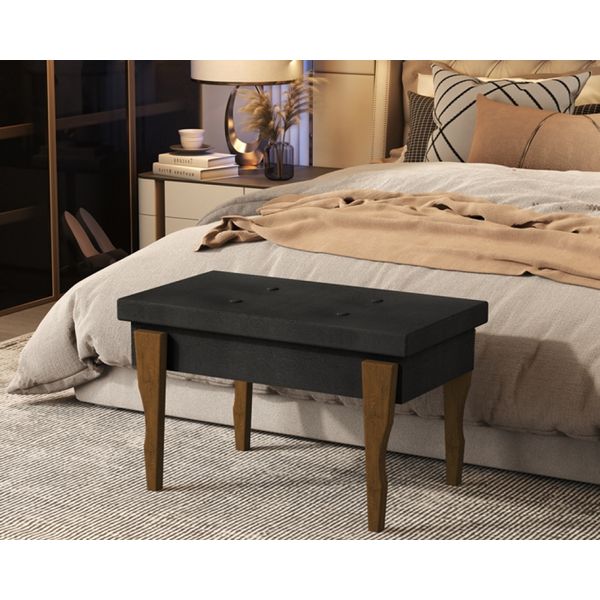 Puff, Recamier Captone Espanha Pés de Madeira 0,97 Cor Preto - Comprar Moveis em Casa