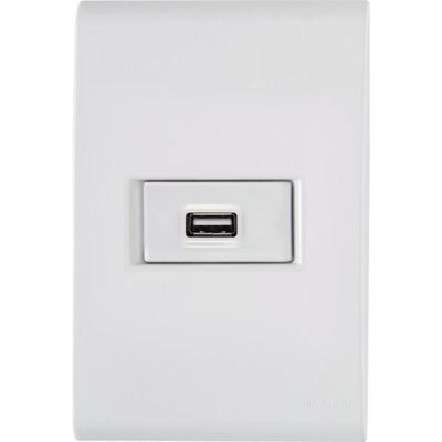 Conjunto 4x2 com 1 Tomada USB 1,5 A Bivolt Tramontina Liz Branco