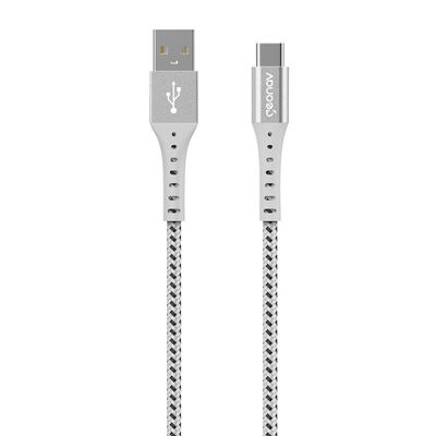 Cabo USB-C ESC05WT em Nylon Trançado Geonav 1,2 metro Branco