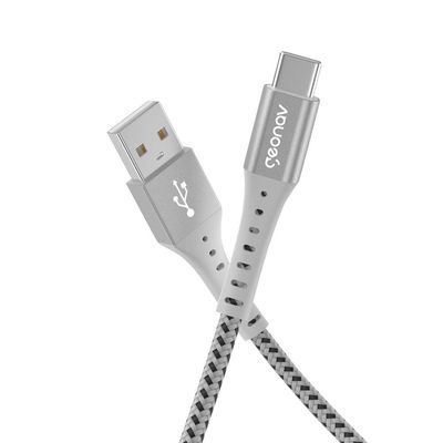 Cabo USB-C ESC05WT em Nylon Trançado Geonav 1,2 metro Branco