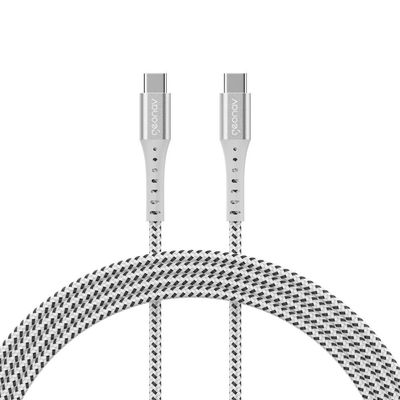 Cabo USB-C ESC06WT em Nylon Trançado Geonav 1,2 metro Branco