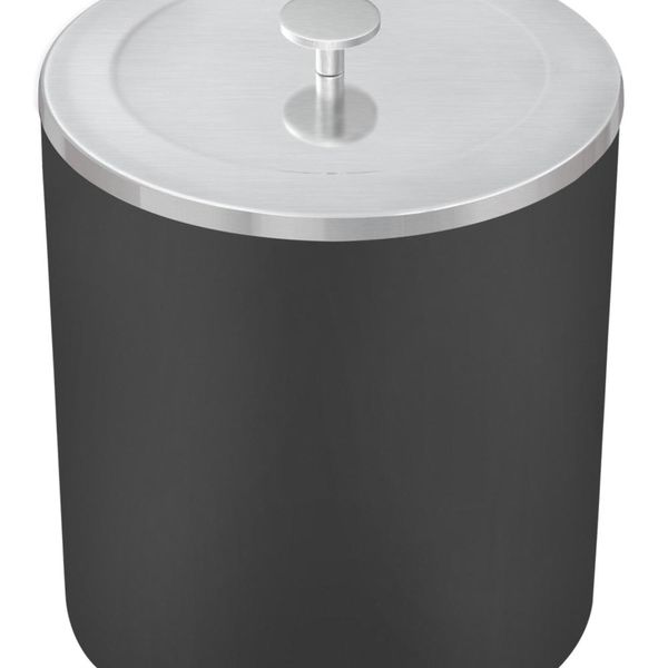 Lixeira Tramontina Util com Tampa em Aço Inox com Acabamento Scotch Brite e Corpo em Polipropileno Preto 5 L