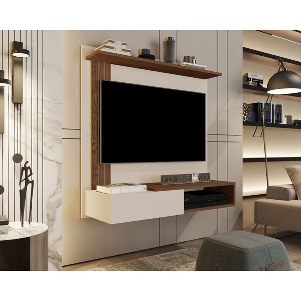 Painel Turin Até 32p cor Off white / Freijó Painel Turin Até 32p cor Off white / Freijó