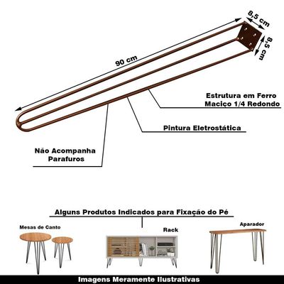 Kit 4 Pés de Metal 90 CM Hairpin Legs Aparador e Mesa de Canto Bronze