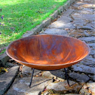 Lenheiro Lareira Braseiro Envelhecida Externa em Ferro 80cm