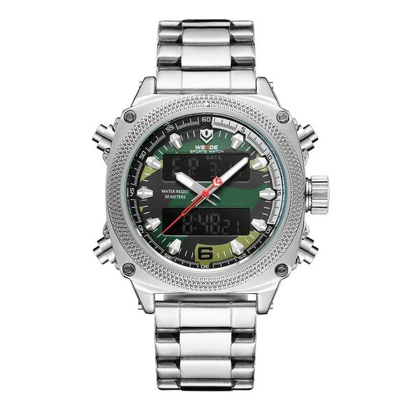 Relógio Weide Masculino Ref:Wh7302 A10050 Anadigi Prateado Camuflagem