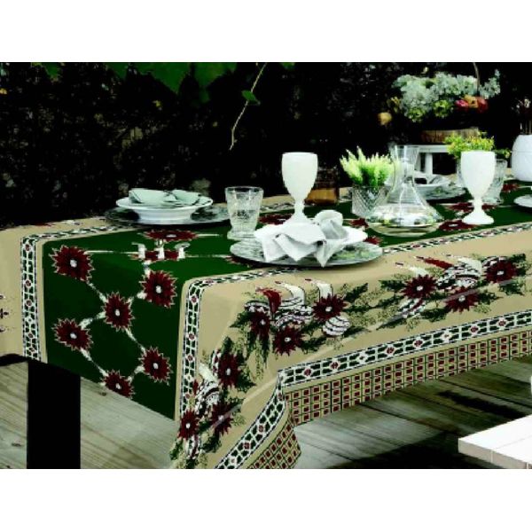 Toalha Mesa Quadrada Rústico 140cmx140cm Raner Única Vela e Flor Roxa
