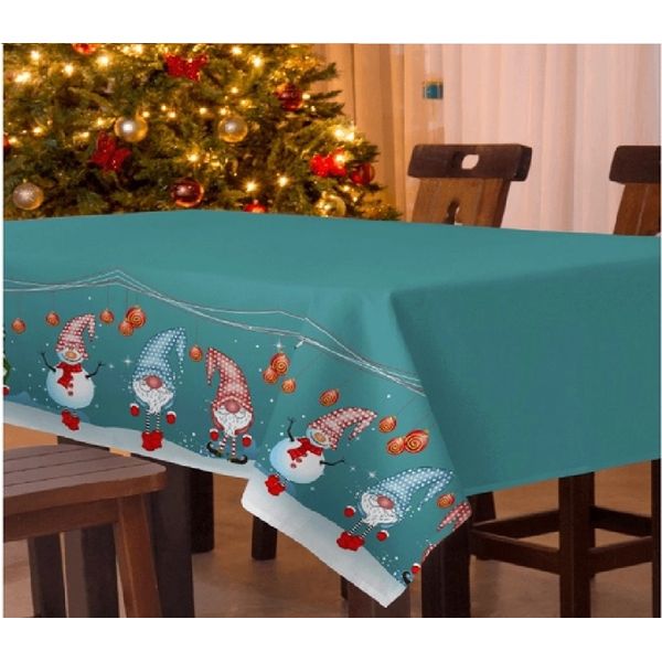 Toalha Mesa Quadrada Basic Natal 140x140cm Duende Teka