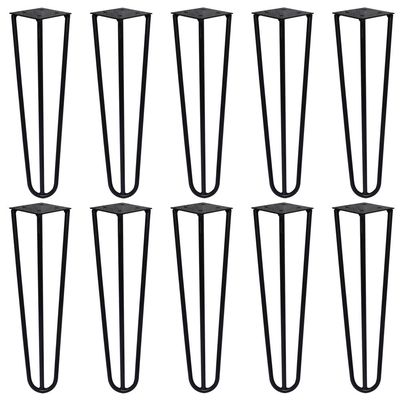Kit 10 Pés de Metal 30 CM Hairpin Legs Mesa de Canto Rack e Puffs Preto G41