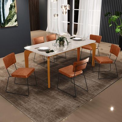 Mesa De Jantar Capri 160cm Off White Nature Com 6 Cadeiras Allana B05 Couríssimo Camel - Lyam Decor