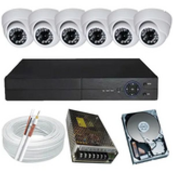 Kit Monitoramento 6 Câmeras Hd 1.0 Mp Infra + Dvr 8 Canais + hd interno