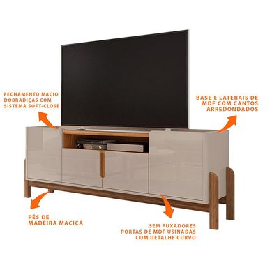 Rack 04 Portas Ayumi 190 cm Off White e Cedro - D'Rossi