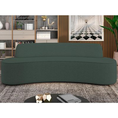 Sofá 3 Lugares Curvo Sala de Estar Living Cancún D02 Linho Verde Musgo 210 cm C-117 - Lyam Decor