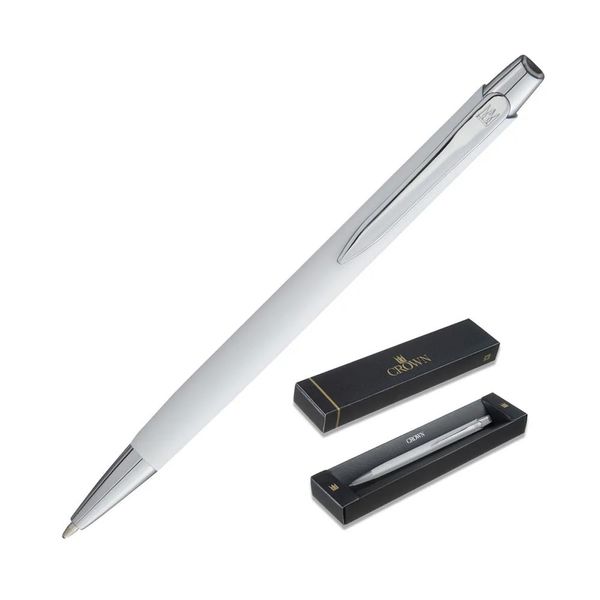 Caneta Esferográfica Crown Ref:Ex18009b Berna Branca Caneta Esferográfica Crown Ref:Ex18009b Berna Branca