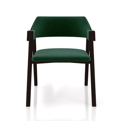 Kit 4 Cadeiras Sala de Jantar e Jogos Carteados Madeira Maciça Poker Veludo Verde/Tabaco G42 - Gran Belo