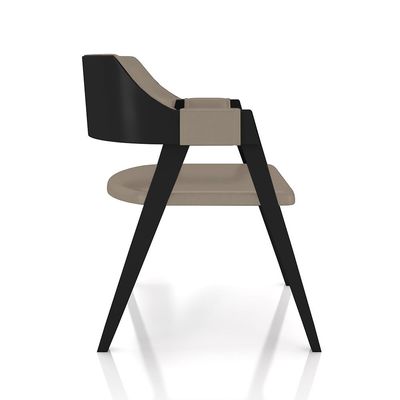 Cadeira Sala de Jantar e Jogos Carteados Madeira Maciça Poker PU Nude/Preto G42 - Gran Belo