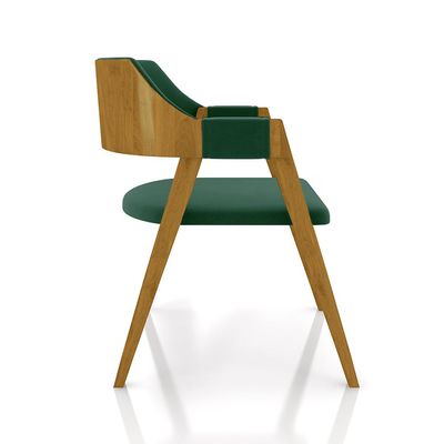 Cadeira Sala de Jantar e Jogos Carteados Madeira Maciça Poker Veludo Verde/Mel G42 - Gran Belo
