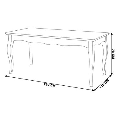 Mesa Sala de Jantar Cozinha Gallia 250cm Madeira Maciça e MDF Branco/Imbuia - Gran Belo
