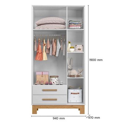 Berço Americano 4315 Guarda Roupa 4340 Q Encanto Slim Branco Acetinado Com Colchão Gazin - Qmovi