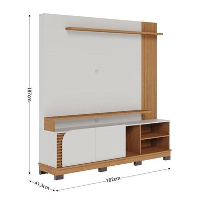 Estante Home Theater Jurerê 1.8 Off White Matte Freijó - Colibri