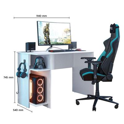 Mesa Para Computador Gamer 3875 Branco Brilho - Qmovi