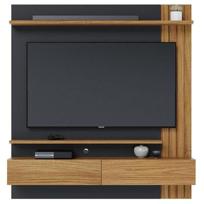 Painel Para Tv Home Suspenso Ambiente Juriti 1.5 Noce Milano Preto Acetinado - Colibri