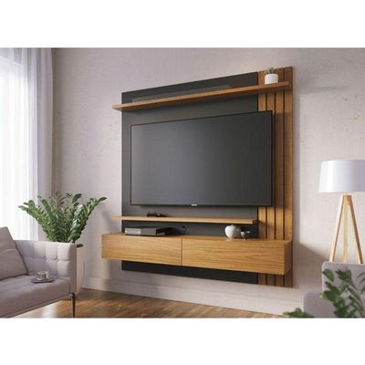 Painel Para Tv Home Suspenso Juriti 1.5 Noce Milano Preto Acetinado - Colibri