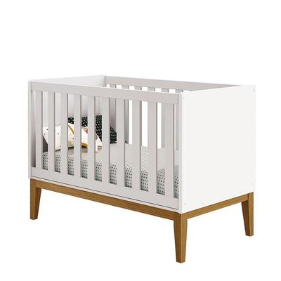 Berço Americano New Classic Branco Com Pés Madeira E Colchão - Reller