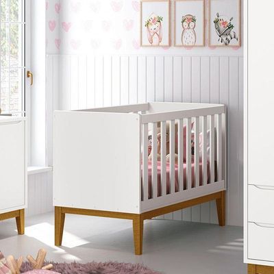 Berço Americano New Classic Branco Com Pés Madeira - Reller
