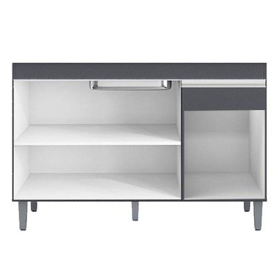 Balcão De Pia Tatiane 120 Cm E Armário Cozinha Kit Márcia Cinza Fosco - Ajl