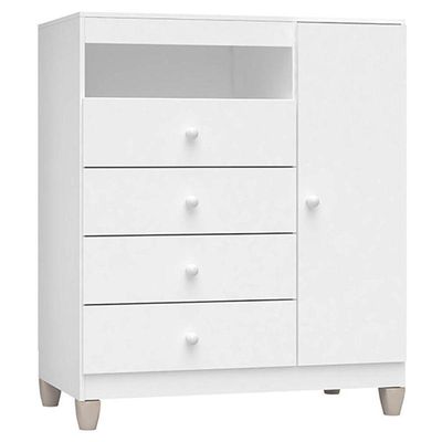 Cômoda E Guarda Roupa 6 Portas Ternura Baby Branco Brilho - Incorplac