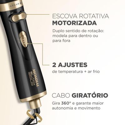 Escova Rotativa Black Gold Argan Mondial - 220v
