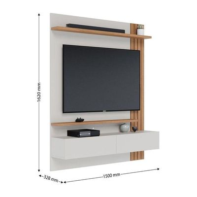 Painel Para Tv Home Suspenso Ambiente Juriti 1.5 Off White Matte Freijó - Colibri