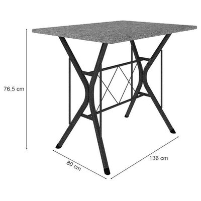 Mesa De Jantar Bruna 100x60 Cm Com Granito Ocre Itabira Com 4 Cadeiras 050 Preto - Artefamol