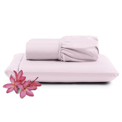 Jogo de Lençol Primor Solteiro 2 Peças Percal 400 Fios Ponto Palito - Rosa