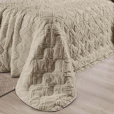 Coordenado Cobre Leito e Cobertor Tok Max Queen Ultrasoft Alto Relevo Dupla Face - Cáqui
