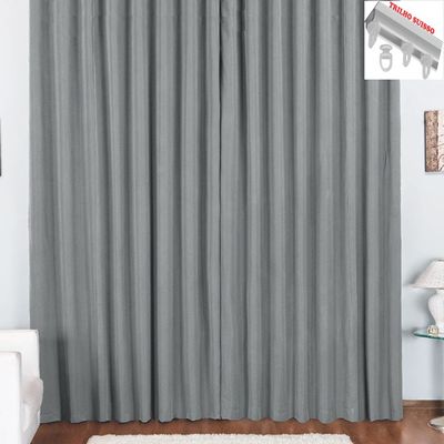 Cortina Pryme 3 Metros Sala Quarto em Oxford para Trilho Suisso - Cinza