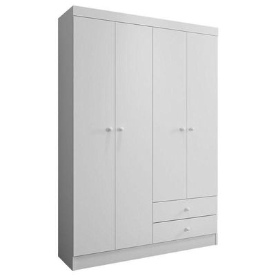 Cômoda E 02 Guarda Roupa Louise E Sapateira Laís Branco Brilho - Ajl
