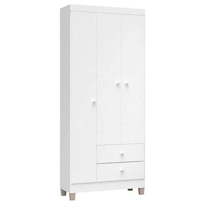 Cômoda Gaveteiro E Guarda Roupa 3 Portas Ternura Baby Branco Flex - Incorplac
