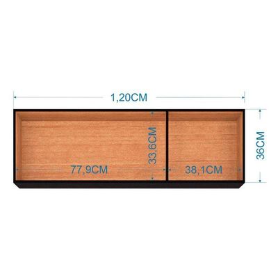 Armário Aéreo Para Cozinha 3 Portas 120 Cm Preto - Poquema