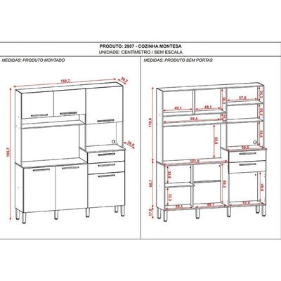 Cozinha Montesa 6 Portas E 2 Gavetas Freijó Supremo - Kits Paraná