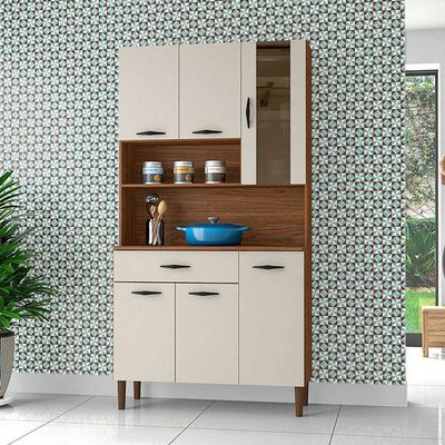 Kit Cozinha Ambiente Golden 6 Portas Nogueira Off White - Kits Paraná