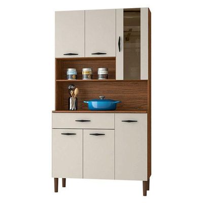 Kit Cozinha Ambiente Golden 6 Portas Nogueira Off White - Kits Paraná