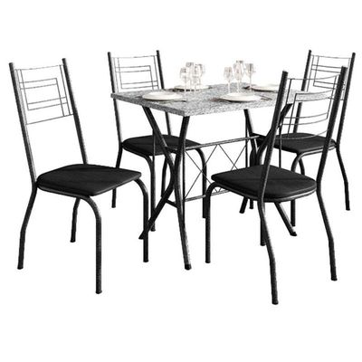 Mesa De Jantar Ambiente Bruna 100x60 Cm Com Granito Ocre Itabira Com 4 Cadeiras 063 Preto - Artefamol