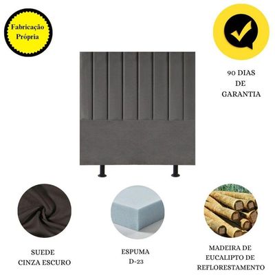 Cabeceira Estofada Cama Box Solteiro 90 Cm Marina Suede cinza