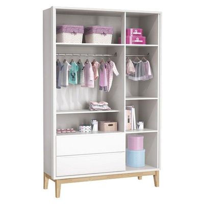 Berço Americano E Guarda Roupa 3 Portas New Classic Branco Com Pés Madeira E Colchão Gazin - Reller